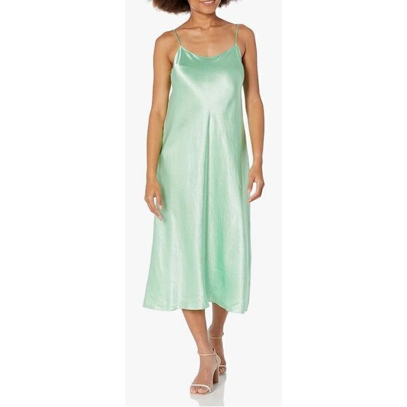 Vince Satin Slip Dress in Lime Green NWT Size Large - Picture 1 of 7